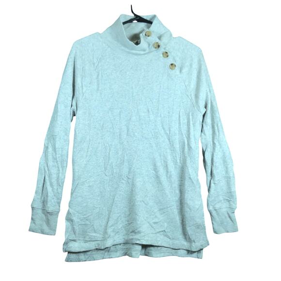 J Crew Womens Sweater Cream Long Sleeve High Neck Button Fleece Small - Picture 1 of 12